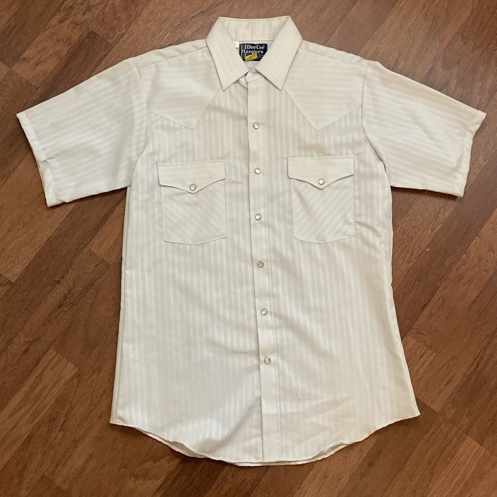 Vtg 70s DeeCee Rangers Western Pearl Snap Shirt Mens M Plaid Short Sleeve USA